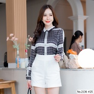 Maristar : No.2136 เสื้อแขนยาวพิมพ์ลาย | Printed Long Sleeve Blouse เสื้อแขนยาวพิมพ์ลาย