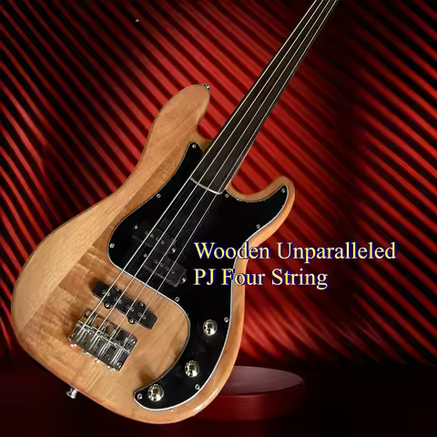 Wooden Unparalleled PJ Four String Electric Bass Natural Wood Grain Smooth and Round Bass Jazz Funk 