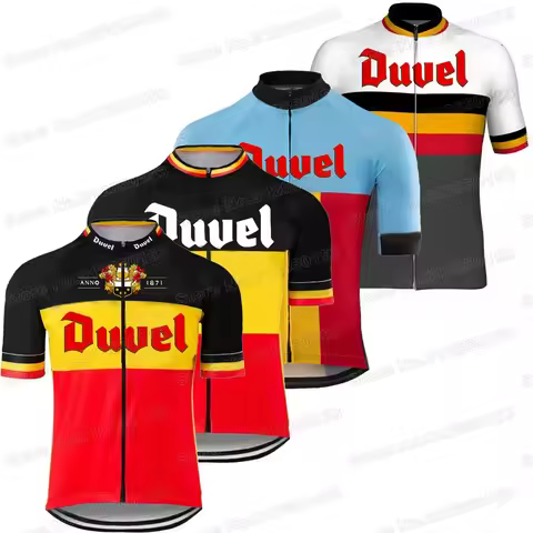 2023 Duvel Cycling Jersey Short Sleeve Retro Beer Cycling Clothing Belgium Road Bike Shirt Bicycle T