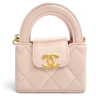 狀況極佳 △CHANEL Coco Mark Mini Kelly Micro Matelassé 皮革包飾，粉紅色配金色五金，意大利製造，女士，帶盒子和防塵袋。