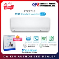 DAIKIN Standard Inverter Air Conditioner FTKF R32 (2.5HP) FTKF71B AND RKF71A-3WMFY-LF  5 STAR + DAIKIN 2024 CALENDER FREE GIFT.(SEDA 4.0 CAMPAIGN)