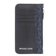【W小舖】MICHAEL KORS MK 大款藍色防刮PVC皮革 名片夾 卡片夾 錢包 零錢包~M91324