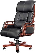 SMLZV Executive Swivel Adjustable Swivel Office Desk Chair with Armrests Lumbar Support Desk Ergonomic Chair Wood Chair Boss Chair Swivel Chair Home First Layer Of Leather Height Adjustable
