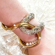 施華洛世奇Swarovski｜海洋風金屬滿鑽珍珠百寶手鐲（絕版典藏款）