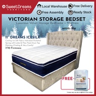 Victorian Bed Frame 1230 | Frame + 11" Mattress Bundle Package | Single/Super Single/Queen/King Storage Bed | Divan Bed
