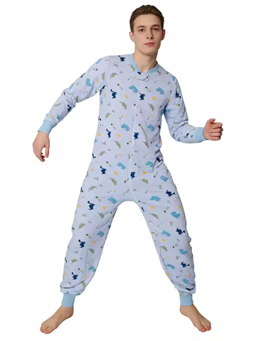 Adult blue dinosaur onesie with zipper / adult bodysuit with zipper/adult baby romper/abdl clothes/p