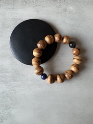 【圓珠重油款】虎斑野生印尼黃土沉香單圈手串16mm/14子