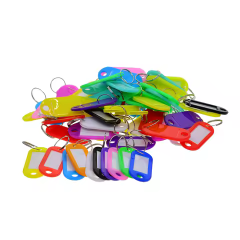 50 pcs plastic Key Tag with Label Window Key ID name card Tag with Label Window Key Ring Split Ring