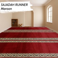 MERAH HIJAU Mosque Prayer Rug Runner, Red and Green 1.05m x 5.7 Meters