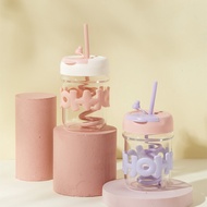 BONBOX Purple Botol Air Kaca Pyrex 400ml Tumbler Pyrex Glass Botol Air Sedotan