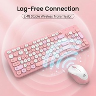 Set of wireless keyboard and mouse, aesthetically designed wireless keyboard, rechargeable, 20-meter