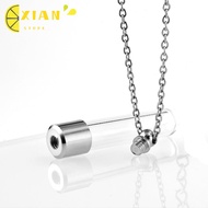 XIANS Glass Bottle Necklace, Fillable with Chain Wishing Bottle, Keepsake Transparent Glass DIY Memo