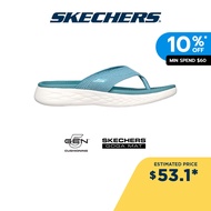 Skechers Women On-The-GO 600 Fluorish Sandals - 140703-TEAL 5-Gen Technology Contoured Goga Mat Footbed, Hanger Optional, Machine Washable