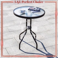 Indoor Outdoor Table / Balcony Luxury Round Tempered Glass Table/ Meja Kaca Balcony