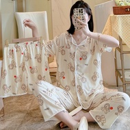 Short Sleeve Sweet Homewear Cardigan Summer Pajamas Ladies Pajamas