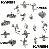 KAREN1 45PCS Retro Volleyball Charms Pendant, Alloy 9Style Ball Sports Charms, Accessories Silver I 