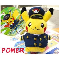 ☆POMER☆日本關西空港正品獨家限定版神奇寶貝Pocket Monster皮卡丘機長制服標記KIX娃娃玩偶鑰匙圈吊飾