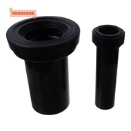 PEONYTWO 2pcs Toilet Connecting Pipe, Black PP Toilet Parts, Bathroom Flush Pipe Wall-mounted Band Screw Toilet Waste Pipe
