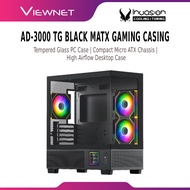 Invasion AD-3000 TG mATX Gaming Casing | Case Only No Fan | Tempered Glass | Compact Micro ATX Chass