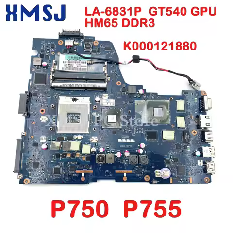 XMSJ For Toshiba P750 P755 Laptop Motherboard K000121880 PHQAA LA-6831P GT540 GPU HM65 DDR3 Main Boa