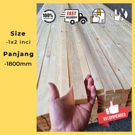 Kayu 1x2 Siap Ketam | Pine Wood Plank DIY | Kayu Perabot Solid Lurus Panjang 6 kaki