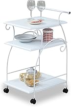 JK Plan REIRI0054WH European Style Root Iron Furniture Kitchen Wagon Width 16.3 inches (41.5 cm), To