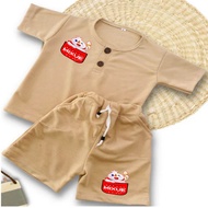 setelan anak kiano kancingan sablonan viral mixue perempuan laki laki untuk usia 1-5 tahun