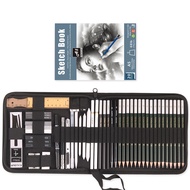 Rex TT【free gift】 54PCS Sketch Pencil Drawing Set Zipper Packing Pencil Art Set สําหรับผู้เริ่มต้นช