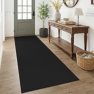 KOZYFLY 3'x7' Washable Runner Rug, Black/Dark Grey