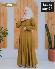Dress Lebaran Rabbania Gamis Wanita Terbaru Simple Dan Elegan Bahan Cr