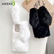 Plush Cases Compatible For Vivo Y20 Y20i Y20A Y20S Y20T Y11S Y12S Y12A Y71 A52S Y31S 5G Phone Case Warm 3D Cute Rabbit Ears Hairy Back  Cover Fur Soft TPU Casing