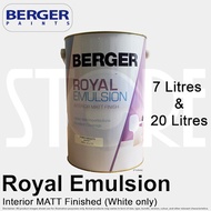 Berger Royal Emulsion Interior MATT Finish Paint (White only) 1L/7L/20L