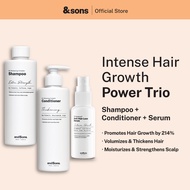 andSons Intense Hair Growth Trio Kit for Men | Shampoo + Thickening Conditioner + 3% Redensyl Serum