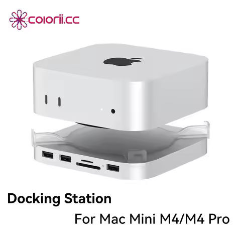 Mac Mini USB C Hub with M.2 SSD Enclosure for Mac Mini M4/M4 Pro Stand Type-C Docking Station SSD Ca