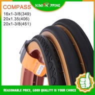 【READY STOCK】1PC COMPASS Bicycle tyres Folding Bike Tire 20 Inch Rubber Retro Outer Tyre 20x1.35（406
