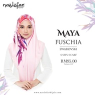 (Original) Naelofar Hijab Maya Fuschia Printed Square Scarf