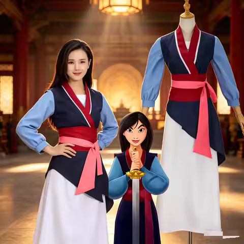2026 New 5PCS Hua Mulan Cosplay Costume Traditional Stage Performance Outfit Halloween Role Play Mil