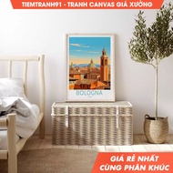 Tranh treo tường Bologna Poster Italy Travel Home Decor Wall Art City tặng kèm đinh treo in theo yêu
