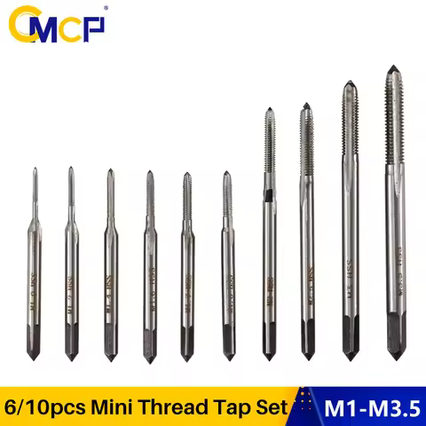 CMCP 6/10pcs Straight Screw Tap HSS M1 M1.2 M1.4 M1.6 M1.7 M1.8 M2 M2.5 M3 Mini Drill Bit Machine Me
