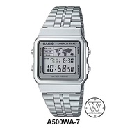 [Watchwagon] Casio A500WA-7 Silver Steel Adjustable Band World ap Display Digital watch a500