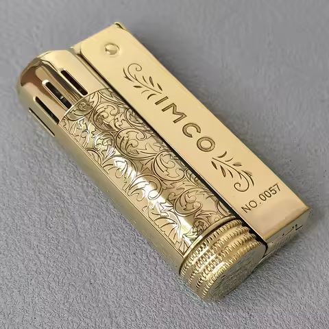 IMCO-6600 Retro Gasoline Lighter Brass&Stainless Steel Pattern Designed Petrol Smoking Lighter Nosta