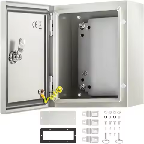 10x8x6in Industrial Steel Enclosure IP66 NEMA 4X Weatherproof Electrical Box with Removable Mounting