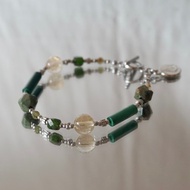 ll 下午茶系 - 抹茶牛奶 ll 孔雀石 鈦晶 澳洲玉 綠磷灰 BR-00017