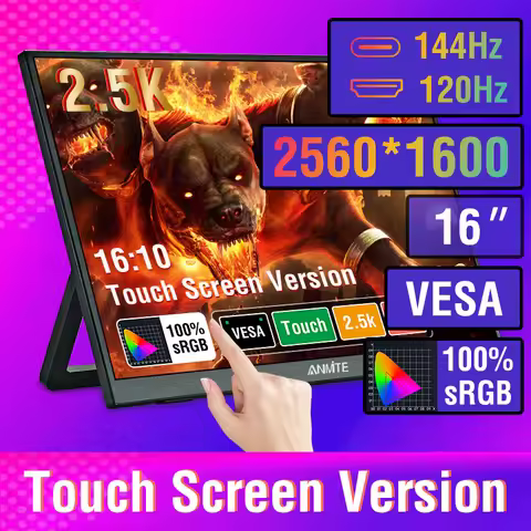 Anmite 16-Inch 2.5K Portable Monitor 144Hz/120Hz 1600P HDR Low Blue Light For XBox PS4 / 5 Switch Ce