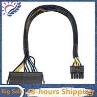 24 Pin to 10 Pin ATX PSU Main Power Adapter Braided Sleeved Cable for for PC and Servers 12-Inch(30c