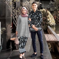 Baju Couple Pesta Bahan Batik Katun Foil / Baju Couple