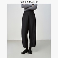 GIORDANO Ladies Pants Subtle Sheen 3D Cut Balloon Pants Half Elastic Waist Fashionable Smart Casual 