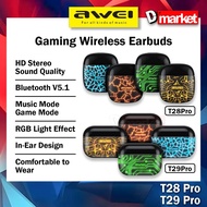 Awei T28 Pro Gaming Wireless Earbuds RGB Gaming Headphone Awei T29 Pro Gaming Earphone Awei Bluetoot