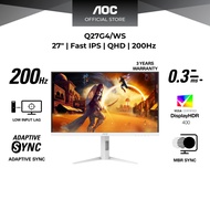 AOC Q27G4/WS 27 Inch QHD 200Hz 0.3ms Fast IPS Gaming Monitor with Adaptive Sync, HDR400 (White) AOC 