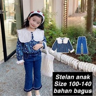 (LOLI-JKT) BS-999 GIRLS' FLOWER SET CUTBRAY JEANS PANTS SIZE 100-140